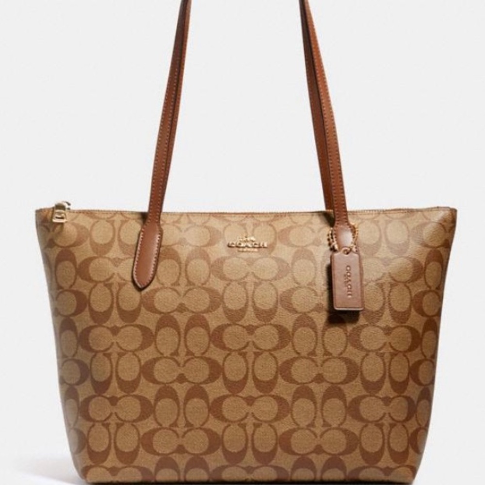 🗣SALE💥Coach Zip Top Tote In Signature Canvas🌸